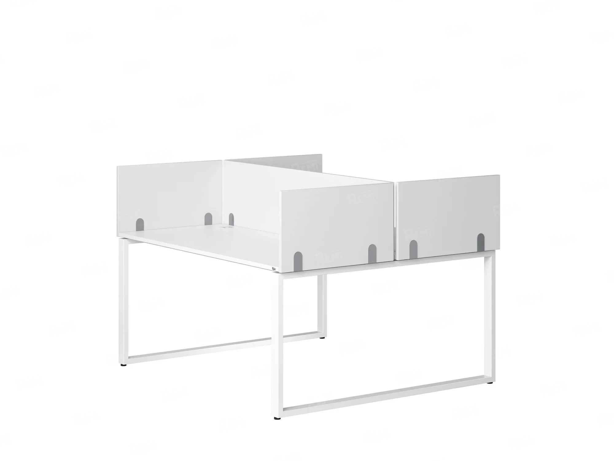 Бенч-система, 2 рабочих места, 5 ЛДСП экранов 1000x1200x750 RM169-4-10x12 Белый/Белый