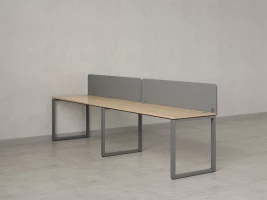 Бенч-система в 1 ряд, 2 рабочих места 2 тканевых экранов 2000x800x750 RM168-3-20x8 Вяз Швейцарский светлый/Серый