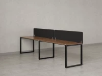 Бенч-система в 1 ряд, 2 рабочих места 2 тканевых экранов 2700x800x750 RM168-3-27x8 Дуб Юстус/Черный