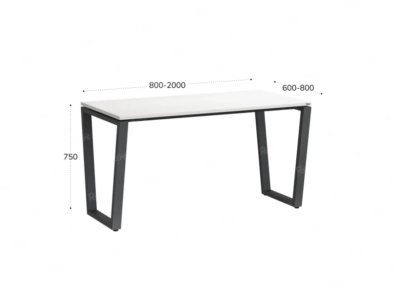Стол прямой на U-образных опорах 1800x700x750 RM003-18x7 Белый/Серый