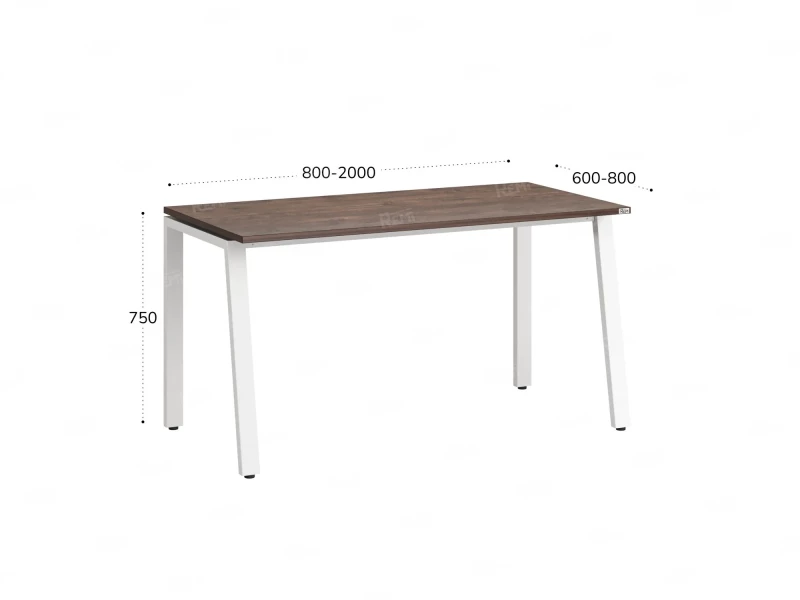Стол прямой на Л-образных опорах 1200x800x750 RM004-12x8 Дуб Апрельский шоколад/Белый