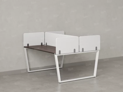 Бенч-система, 2 рабочих места, 5 тканевых экранов 1400x1600x750 RM172-3-14x16 Дуб Апрельский шоколад/Белый