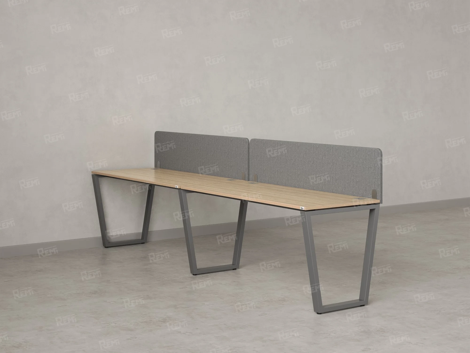 Бенч-система в 1 ряд, 2 рабочих места 2 тканевых экранов 2000x800x750 RM174-3-20x8 Вяз Швейцарский светлый/Серый