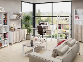 Бенч-система в 1 ряд, 2 рабочих места 2 ЛДСП экранов 2000x600x750 RM174-4-20x6 Дуб Маувелла/Белый