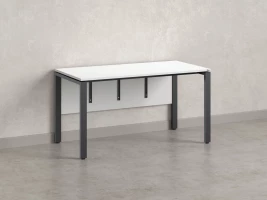 Стол прямой, П-опоры, экран ЛДСП,парящая стол-ца 1400x600x750 RM007-14x6 Белый/Серый