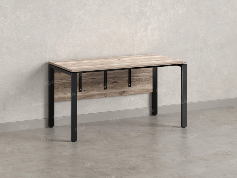 Стол прямой, П-опоры, экран ЛДСП,парящая стол-ца 1800x600x750 RM007-18x6 Дуб Маувелла/Черный
