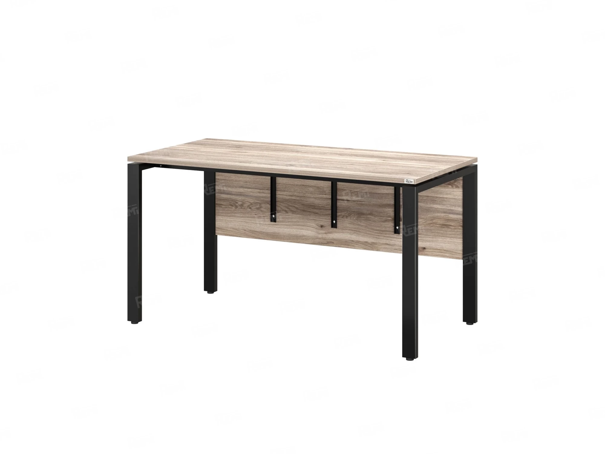 Стол прямой, П-опоры, экран ЛДСП,парящая стол-ца 1800x600x750 RM007-18x6 Дуб Маувелла/Черный