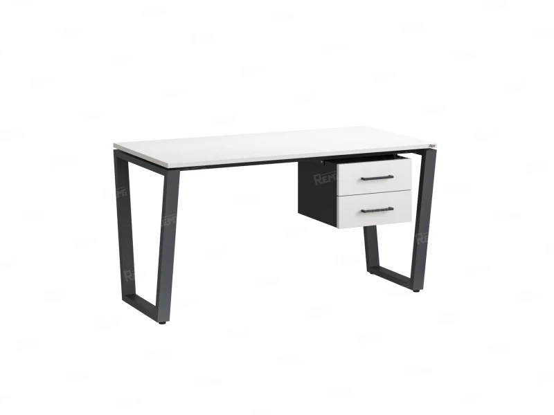 Стол прямой с подвесной тумбой 2 ящика, U-опора 2000x800x750 RM035-20x8 Белый/Серый
