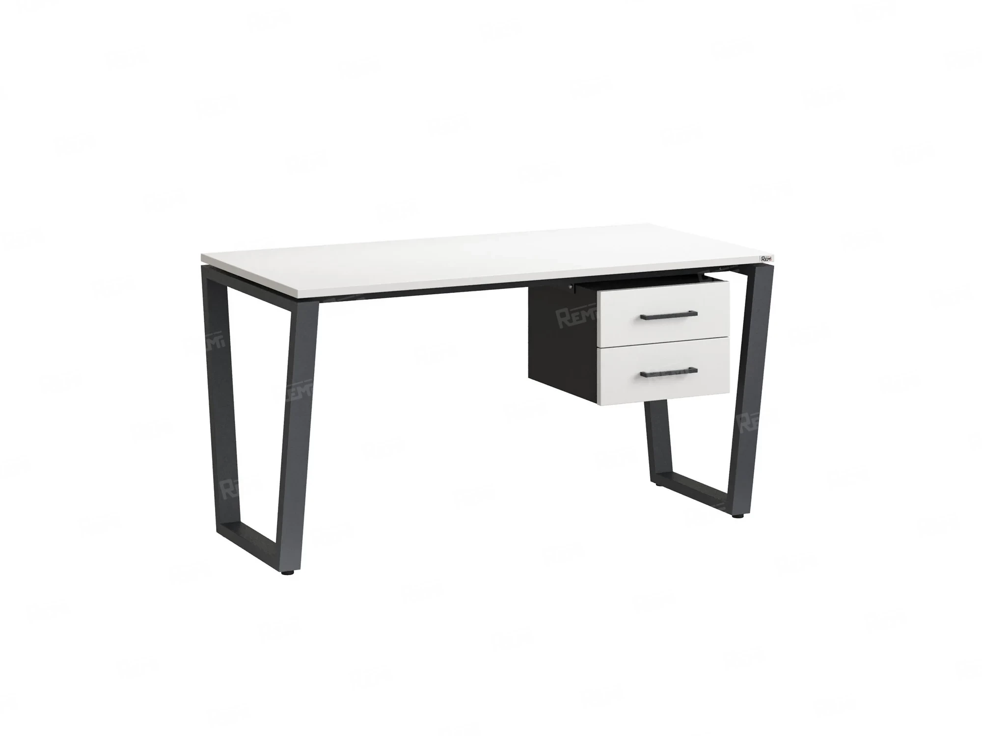 Стол прямой с подвесной тумбой 2 ящика, U-опора 2000x800x750 RM035-20x8 Белый/Серый