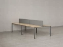 Бенч-система, 4 рабочих места, на П-образных опорах, 2 тканевых экранов 2000x1600x750 RM166-3-10x16 Вяз Швейцарский светлый/Серый