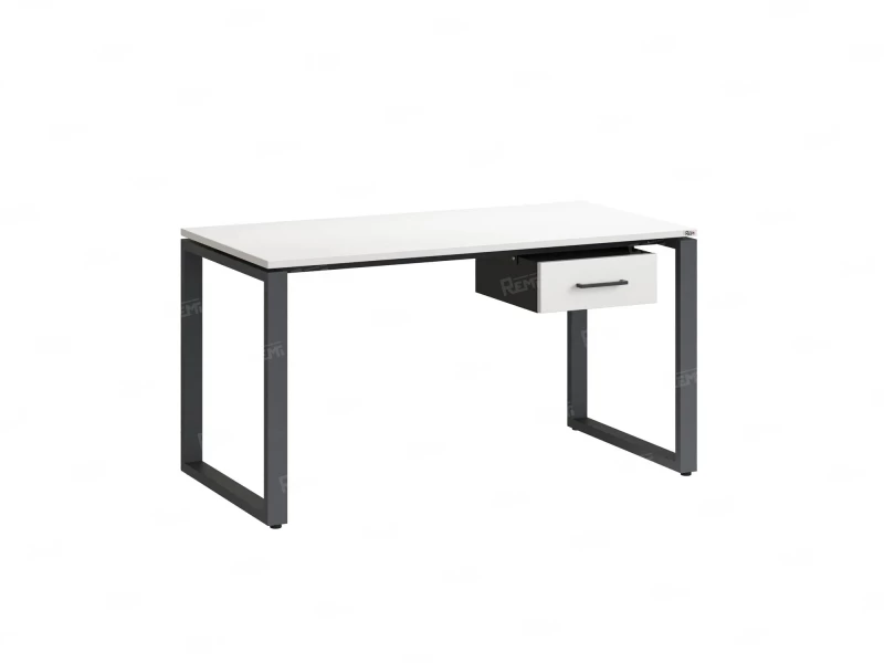 Стол прямой с подвесной тумбой, О-опора 1600x700x750 RM036-16x7 Белый/Серый