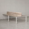 Бенч-система, 4 рабочих места, на П-образных опорах, 2 ЛДСП экранов 1000x1200x750 RM166-4-10x12 Дуб Маувелла/Белый