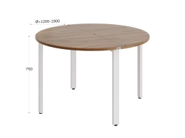 Круглый стол на П-образных опорах 1500x1500x750 RM186-15x15 Дуб Юстус/Белый