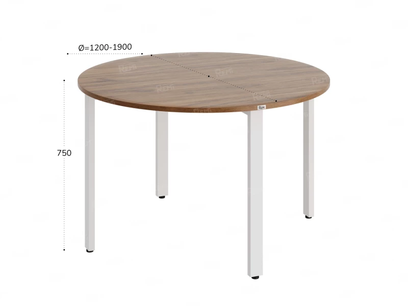 Круглый стол на П-образных опорах 1500x1500x750 RM186-15x15 Дуб Юстус/Белый