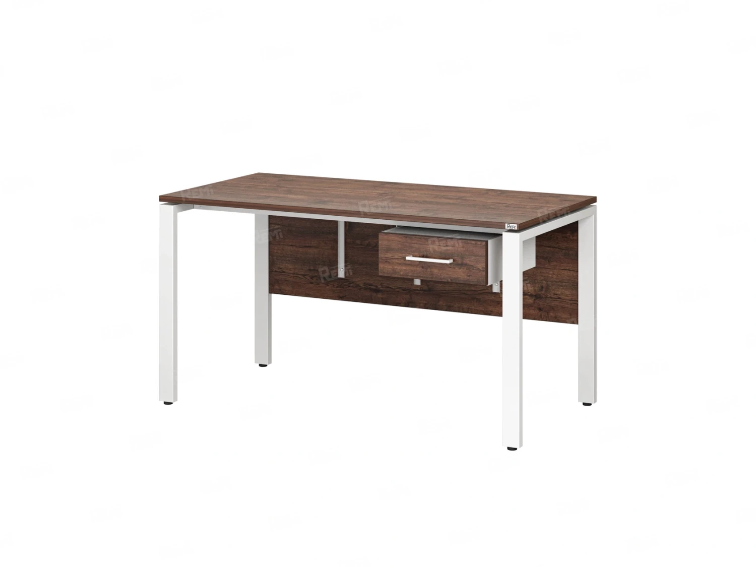 Стол прямой, подвесная тумба, ЛДСП экран, П-опора 2000x800x750 RM030-20x8 Дуб Апрельский шоколад/Белый