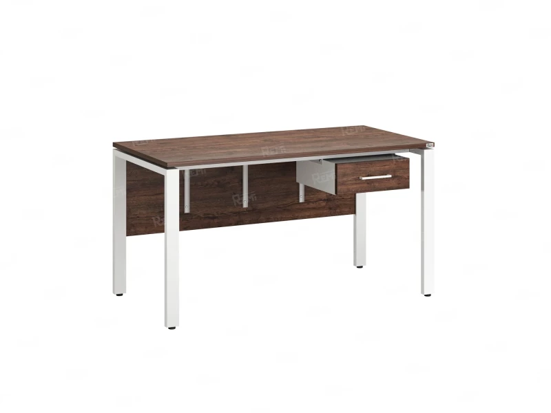 Стол прямой, подвесная тумба, ЛДСП экран, П-опора 2000x800x750 RM030-20x8 Дуб Апрельский шоколад/Белый