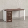 Стол прямой с тумбой на П-образных опоре, левый 1800x700x750 RM102-18x7 Дуб Апрельский шоколад/Белый