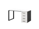Стол прямой с тумбой на О-образных опоре, правый 1800x700x750 RM105-18x7 Белый/Черный