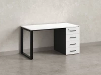 Стол прямой с тумбой на О-образных опоре, правый 1800x700x750 RM105-18x7 Белый/Черный