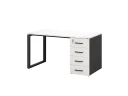 Стол прямой с тумбой на О-образных опоре, правый 1800x700x750 RM105-18x7 Белый/Черный