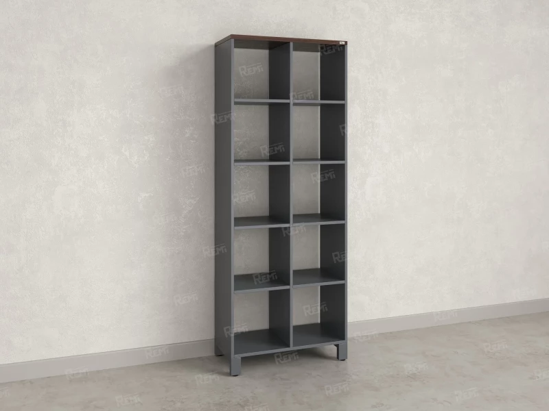 Стеллаж, 10 ячеек 750х370х1980 RM142-75x37 Дуб Апрельский шоколад/Серый