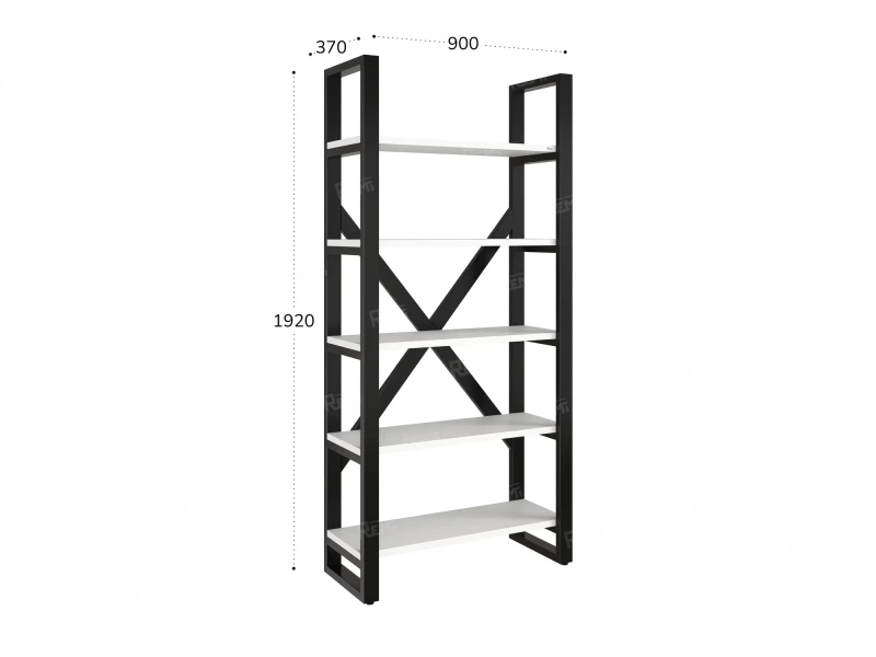 Стеллаж, 5 уровней 900x370x1920 RM131-90x37 Белый/Черный