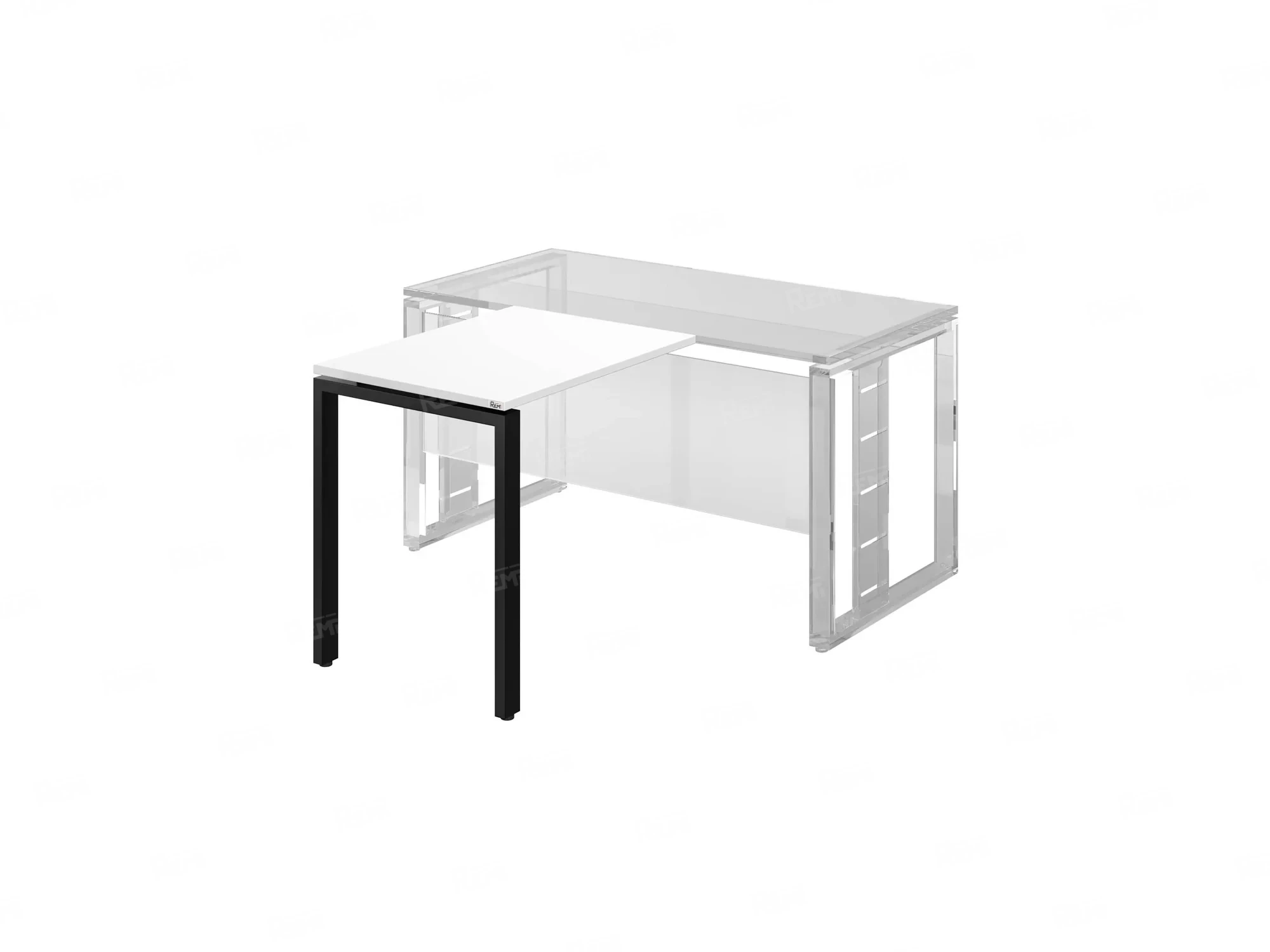 Брифинг прямой, с парящей столешнецей, на П-образном каркасе 1000x700x750 RM070-10x7 Белый/Черный