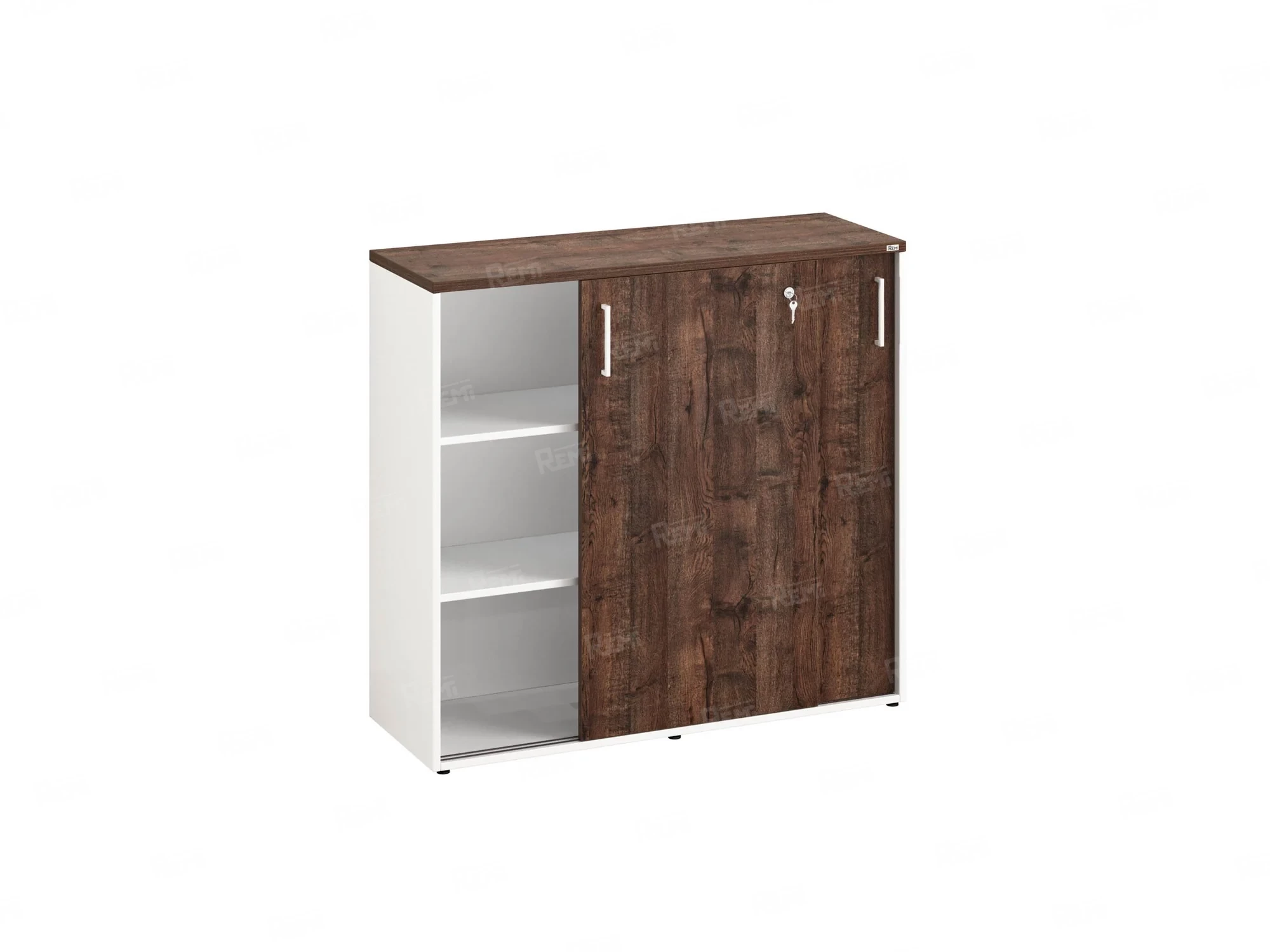 Шкаф-купе низкий, 3 полки, на регулируемых опорах 1200x420x1100 RM129-120x42 Дуб Апрельский шоколад/Белый