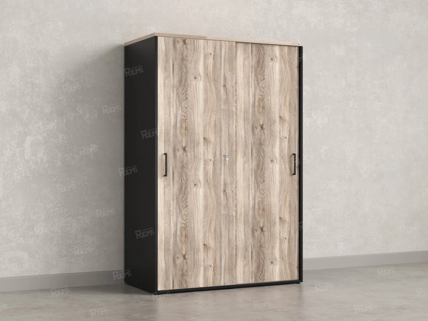 Шкаф-купе, регулируемые опоры, штанга, 1 полка 1200x600x1800 RM164-90x60 Дуб Маувелла/Черный