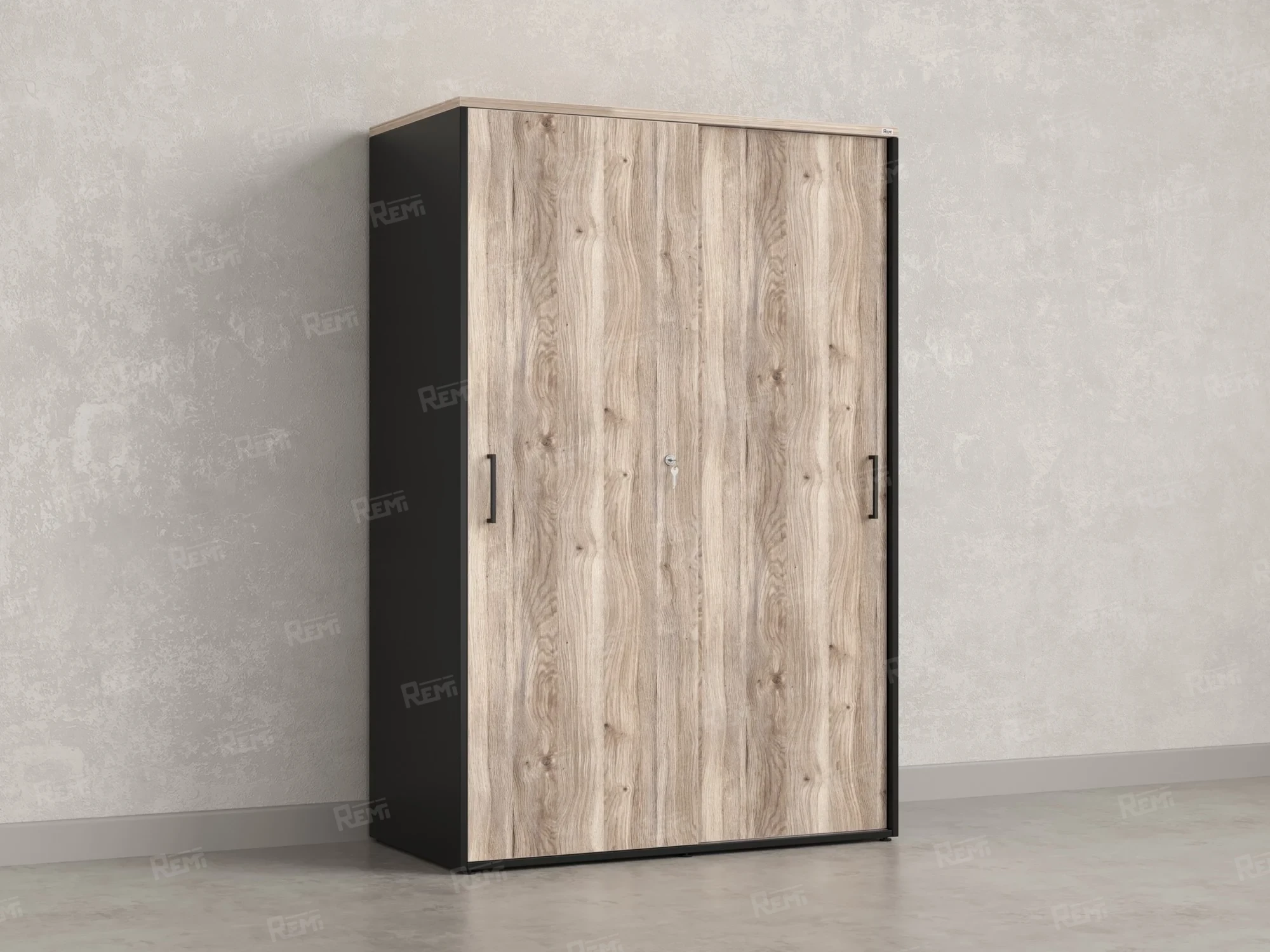 Шкаф-купе, регулируемые опоры, штанга, 1 полка 1200x600x1800 RM164-90x60 Дуб Маувелла/Черный