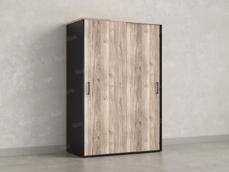 Шкаф-купе, регулируемые опоры, штанга, 1 полка 1200x600x1800 RM164-90x60 Дуб Маувелла/Черный