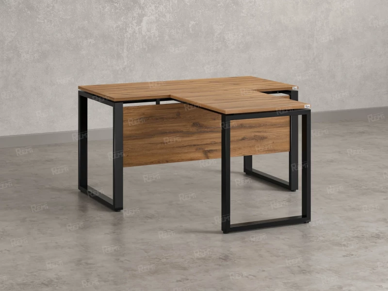 Стол с брифингом с парящей столешницей на О-образных опорах с экраном ЛДСП RM045-12x7 1200x1900x750 Дуб Юстус/Черный