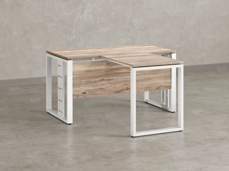 Стол с брифингом с парящей столешницей на О-образных опорах с экраном ЛДСП RM045-16x8 1600x2400x750 Дуб Маувелла/Белый