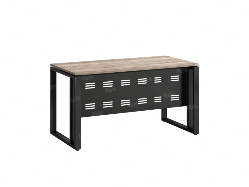 Стол прямой на О-образных опорах с металлическим экраном 1600x800x750 RM042-16x8 Дуб Маувелла/Черный