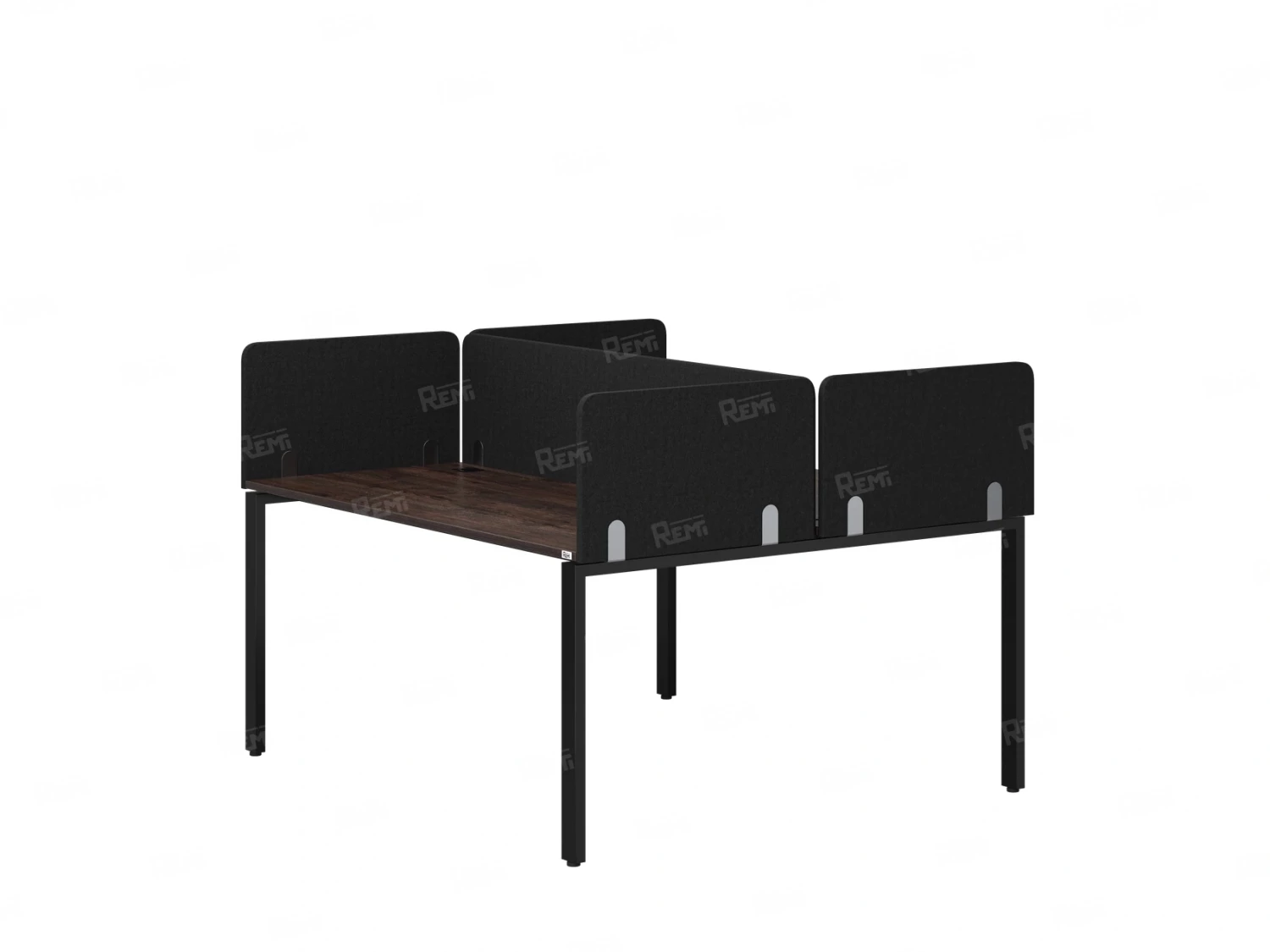 Бенч-система, 2 рабочих места, на П-образных опорах, 5 тканевых экрана 1200x1600x750 RM165-3-12x16 Дуб Апрельский шоколад/Черный