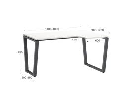 Стол угловой, U-опора, правый 1400x800/1000x750, RM050-14x8-10 Белый/Серый