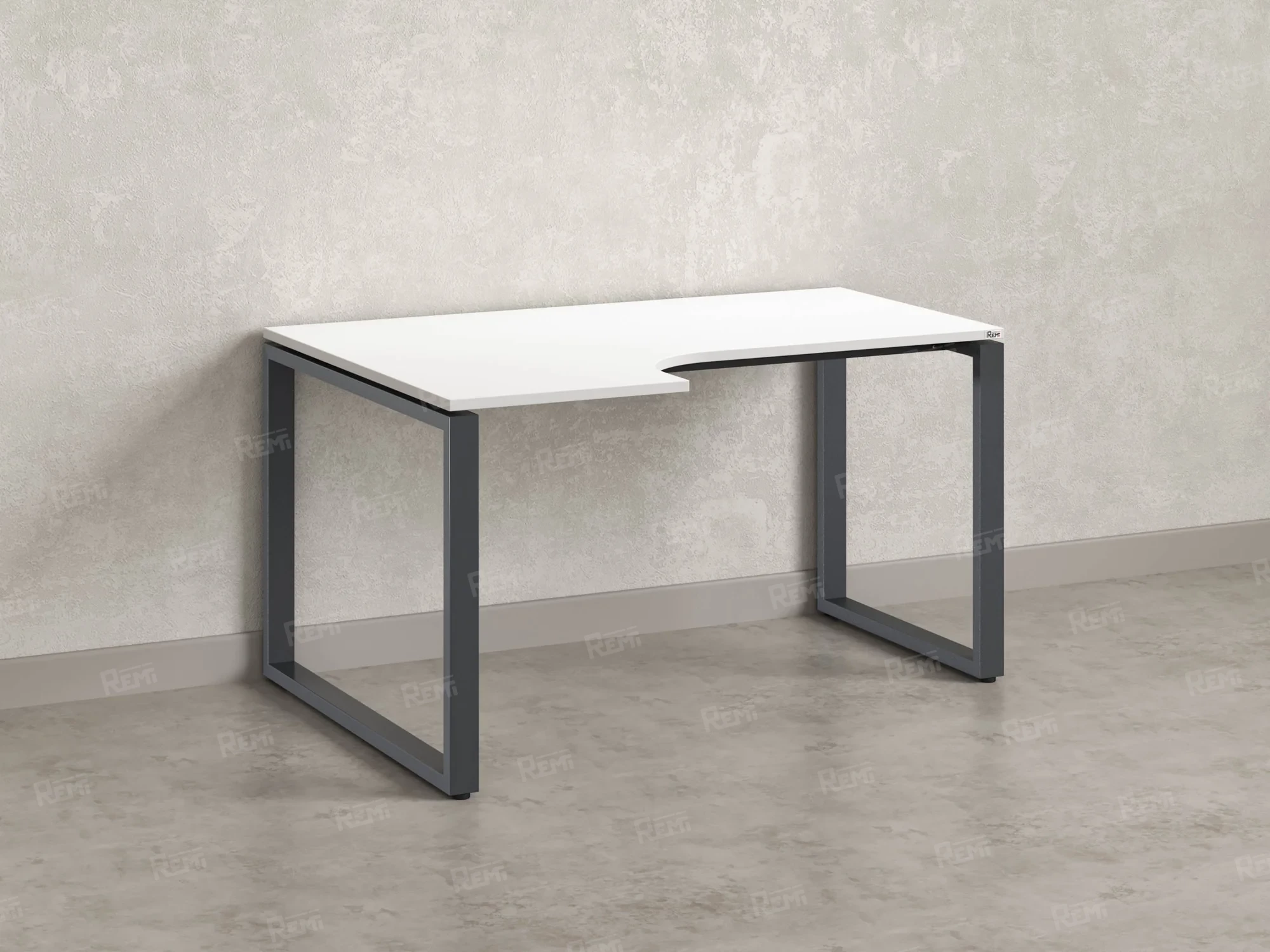 Стол угловой, О-опора, левый 1800x800/1000x750, RM055-18x8-10 Белый/Серый