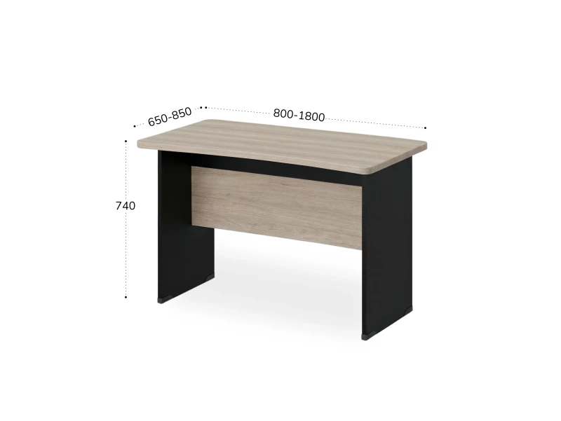 BRL RB002-160х85 Стол прямой с вогнутой столешницей 850 мм 1600х850х740 Шорвуд/Черный