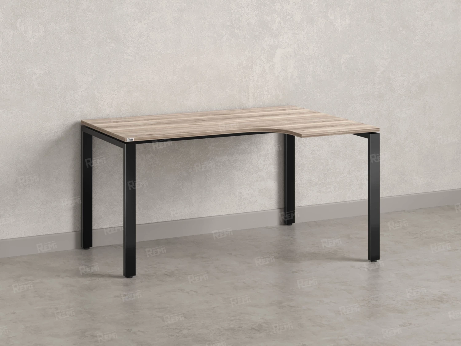 Стол угловой, П-опора, правый 1400x600/900x750, RM052-14x6-9 Дуб Маувелла/Черный