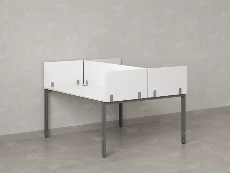 Бенч-система, 2 рабочих места, 5 ЛДСП экранов 1000x1200x750 RM165-4-10x12 Белый/Серый
