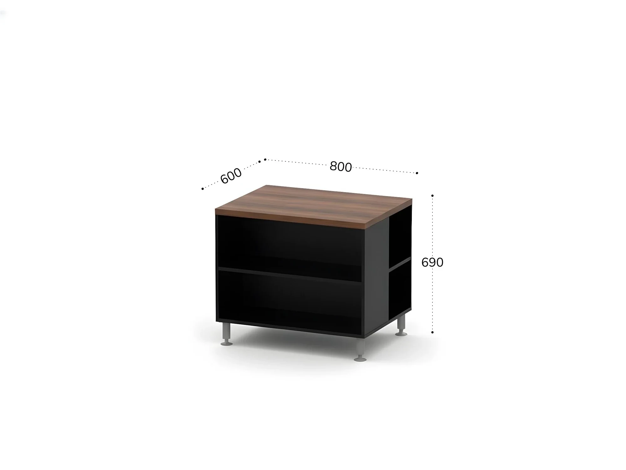 BRL RB014-80х60 Тумба для копира на цокольных опорах 800х600х690 Орех Вармия/Черный