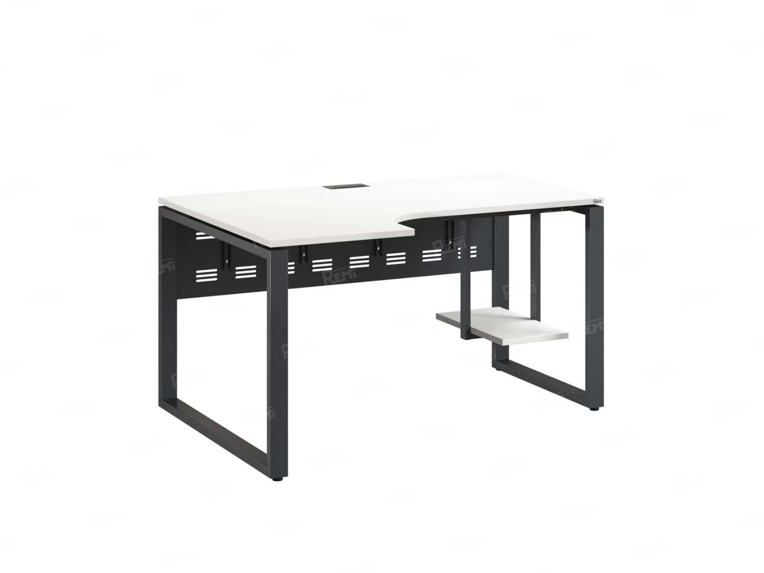 Стол угловой, экран металл, О-опора, левый 1400x800/1000x750, RM056-14x8-10 Белый/Серый