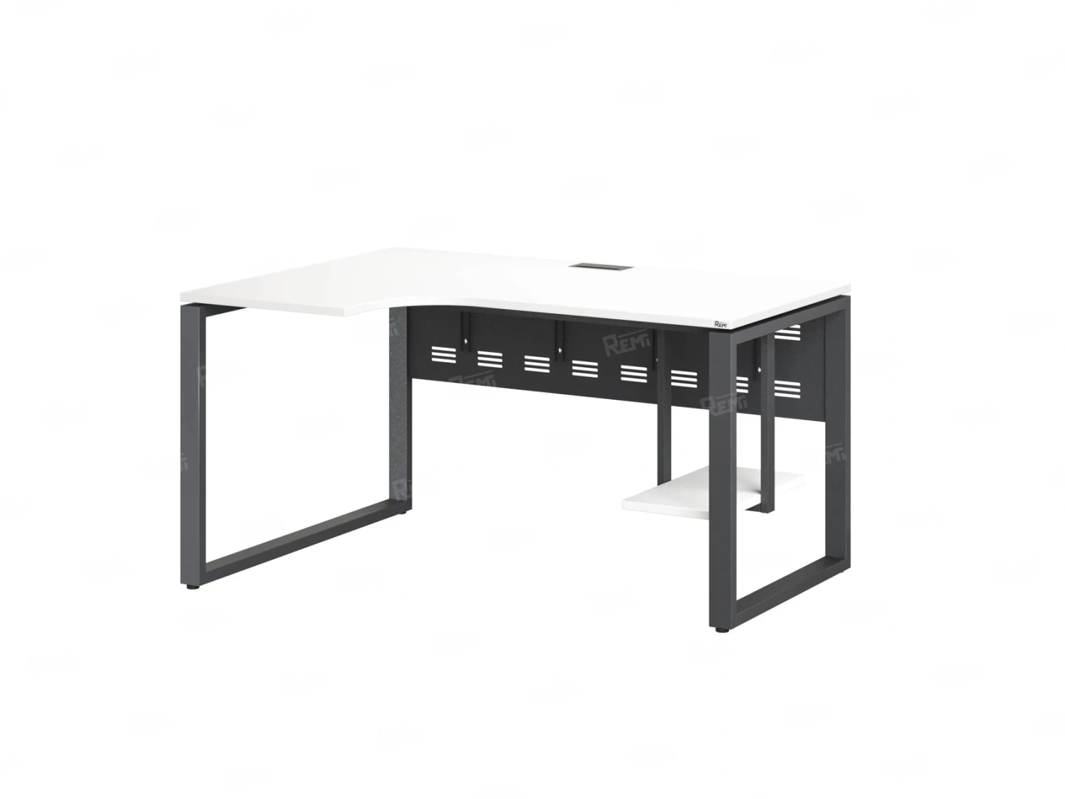 Стол угловой, экран металл, О-опора, левый 1400x800/1000x750, RM056-14x8-10 Белый/Серый