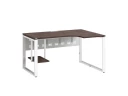 Стол угловой, экран металл, О-опора, правый 1400x900/1200x750, RM057-14x9-12 Дуб Апрельский шоколад/Белый