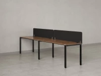 Бенч-система в 1 ряд, 2 рабочих места 2 тканевых экранов 2700x800x750 RM167-3-27x8 Дуб Юстус/Черный