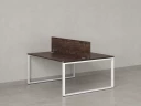 Бенч-система, 2 рабочих места, с одним экраном ЛДСП 1200x1200x750 RM169-2-12x12 Дуб Апрельский шоколад/Белый