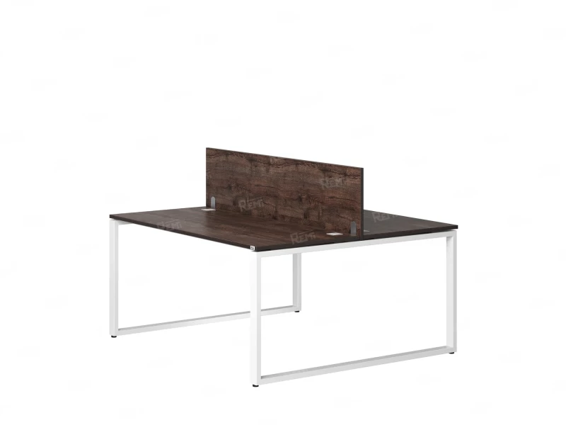 Бенч-система, 2 рабочих места, с одним экраном ЛДСП 1200x1200x750 RM169-2-12x12 Дуб Апрельский шоколад/Белый