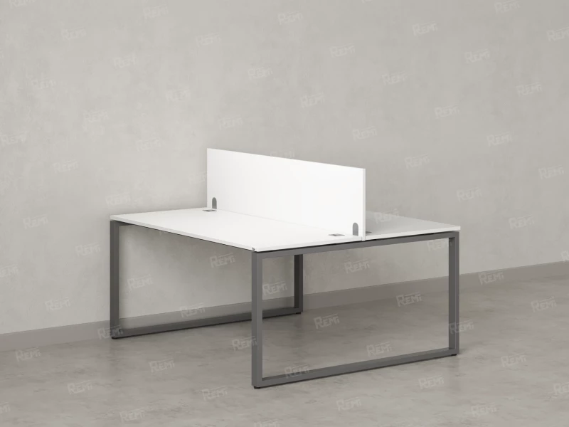 Бенч-система, 2 рабочих места, с одним экраном ЛДСП 1600x1400x750 RM169-2-16x14 Белый/Серый