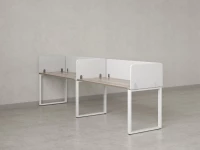 Бенч-система в 1 ряд, 2 рабочих места 5 тканевых экранов 2400x800x750 RM168-1-24x8 Дуб Маувелла/Белый