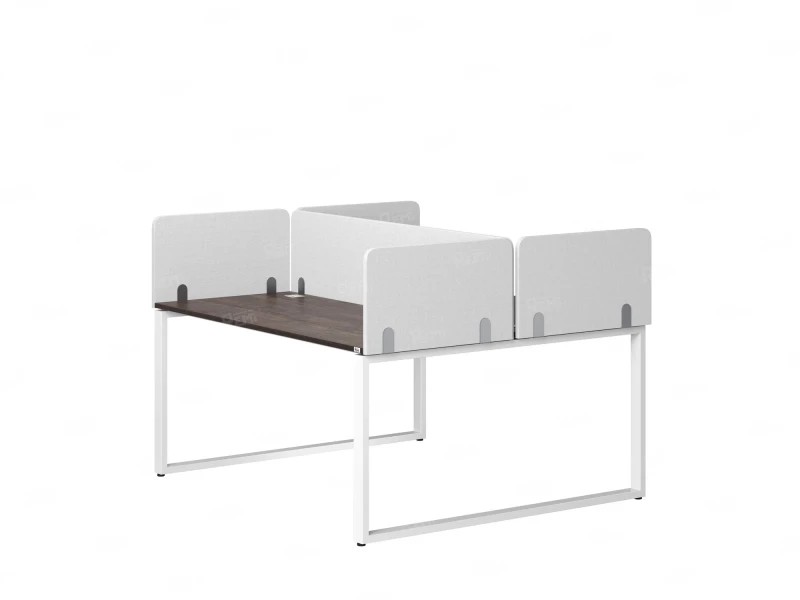 Бенч-система, 2 рабочих места, 5 тканевых экранов 1400x1600x750 RM169-3-14x16 Дуб Апрельский шоколад/Белый